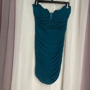 Blue Blush Strapless Teal Dress
